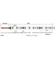 12VDC LED tape, warm white 2700K, 4.8W/m, 60 LED/m, 2m, IP20, SMD3528 12VDC LED tape, warm white 2700K, 4.8W/m, 60 LED/m, 2m, IP20, SMD3528