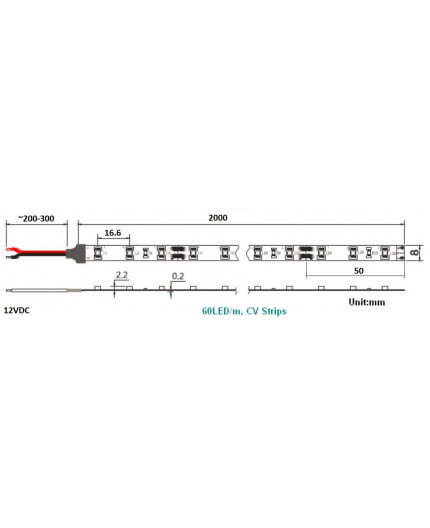 12VDC LED tape, warm white 2700K, 4.8W/m, 60 LED/m, 2m, IP20, SMD3528 12VDC LED tape, warm white 2700K, 4.8W/m, 60 LED/m, 2m, IP20, SMD3528