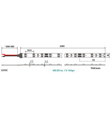 12VDC LED tape, warm white 2700K, 4.8W/m, 60 LED/m, 1m, IP20, SMD3528 12VDC LED tape, warm white 2700K, 4.8W/m, 60 LED/m, 1m, IP20, SMD3528
