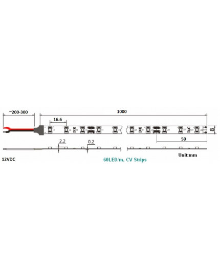12VDC LED tape, warm white 2700K, 4.8W/m, 60 LED/m, 1m, IP20, SMD3528 12VDC LED tape, warm white 2700K, 4.8W/m, 60 LED/m, 1m, IP20, SMD3528