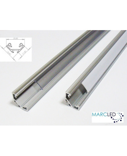 Profil Aluminium Pour Bande LED Double - Diffuseur Transparent x 2M