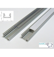 LED aluminium profile K2, set with diffuser and end caps, 2m LED aluminium profile K2, set with diffuser and end caps, 2m