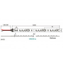 24VDC LED tape, warm white 2700K, 9.6W/m, 120LED/m, 5m, IP20, SMD3528 24VDC LED tape, warm white 2700K, 9.6W/m, 120LED/m, 5m, IP20, SMD3528