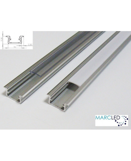 LED aluminium profile KH1, set with diffuser and end caps, 1m LED aluminium profile KH1, set with diffuser and end caps, 1m