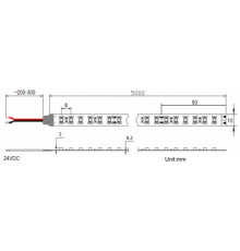 24VDC LED tape, warm white 2700K, 9.6W/m, 120LED/m, 5m, IP54, SMD3528 24VDC LED tape, warm white 2700K, 9.6W/m, 120LED/m, 5m, IP54, SMD3528