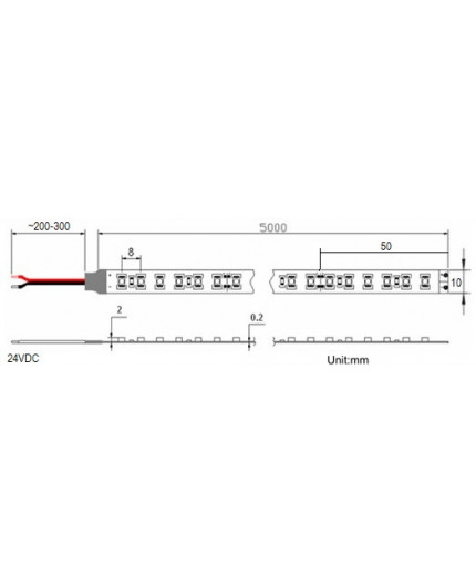 24VDC LED tape, warm white 2700K, 9.6W/m, 120LED/m, 5m, IP54, SMD3528 24VDC LED tape, warm white 2700K, 9.6W/m, 120LED/m, 5m, IP54, SMD3528
