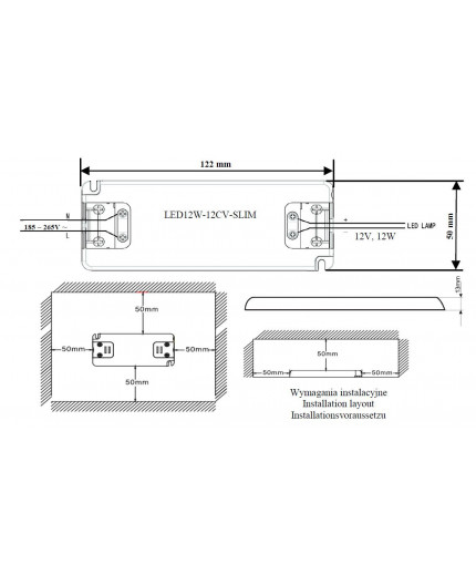 12W 12Vdc, Constant Voltage LED Driver, LED12-12CV-S, Govena 12W 12Vdc, Constant Voltage LED Driver, LED12-12CV-S, Govena