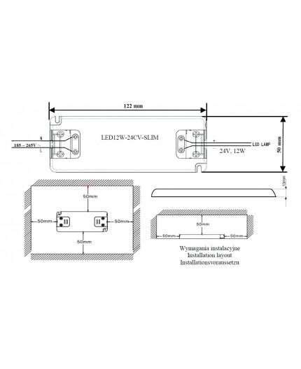 12W 24Vdc, Constant Voltage LED Driver, LED12-24CV-S, Govena 12W 24Vdc, Constant Voltage LED Driver, LED12-24CV-S, Govena