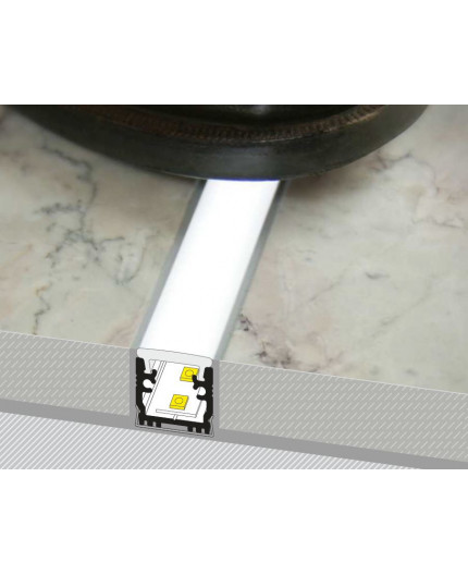 2m recessed floor LED profile T5 (anodized, silver), with opal cover 2m recessed floor LED profile T5 (anodized, silver), with opal cover