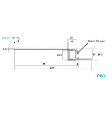 APA1, APA2, DW1, DW2, DW3, DC1, DC2 connection bracket / connector 90 degree, vertical, for LED aluminium profile APA1, APA2, DW1, DW2, DW3, DC1, DC2 connection bracket / connector 90 degree, vertical, for LED aluminium profile