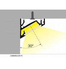 2m T3 LED profile (anodized, black), 24mm x 19mm, set with cover 2m T3 LED profile (anodized, black), 24mm x 19mm, set with cover