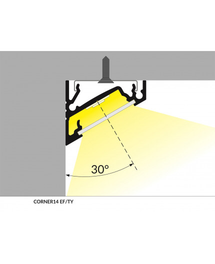 2m T3 LED profile (anodized, black), 24mm x 19mm, set with cover 2m T3 LED profile (anodized, black), 24mm x 19mm, set with cover