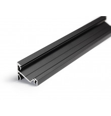 1m T3 LED profile (anodized, black), 24mm x 19mm, set with cover