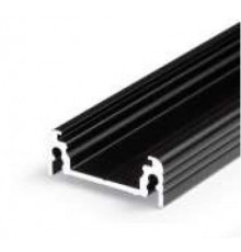 2m TL2F LED profile (anodized, black), 24mm x 9mm, set with cover 2m TL2F LED profile (anodized, black), 24mm x 9mm, set with cover