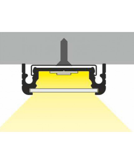 1m TL2F LED profile (anodized, black), 24mm x 9mm, set with cover 1m TL2F LED profile (anodized, black), 24mm x 9mm, set with cover