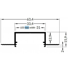 2m Alu-Ceiling Plaster-in LED profile C3L (raw ALU) with cover 2m Alu-Ceiling Plaster-in LED profile C3L (raw ALU) with cover