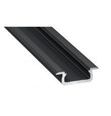 2m LED aluminium profile KL1, anodized, black, set with diffuser