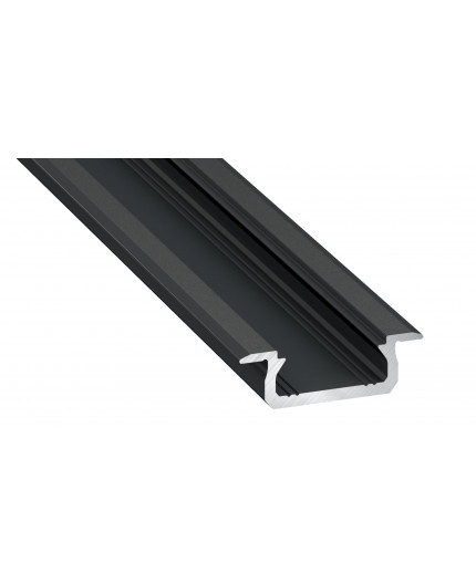 2m LED aluminium profile KL1, anodized, black, set with diffuser 2m LED aluminium profile KL1, anodized, black, set with diffuser
