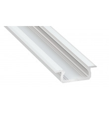2m LED aluminium profile KL1, painted, white, set with diffuser