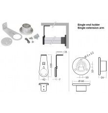 1m W1 Oval Wardrobe Clothes Hanging Rail LED Aluminium Silver Anodised 1m W1 Oval Wardrobe Clothes Hanging Rail LED Aluminium Silver Anodised