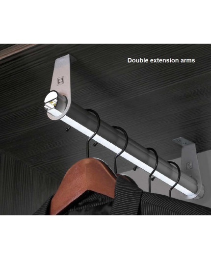 W1 Extra double extension arm / end holder for Oval Wardrobe Clothes Hanging Rail W1 Extra double extension arm / end holder for Oval Wardrobe Clothes Hanging Rail