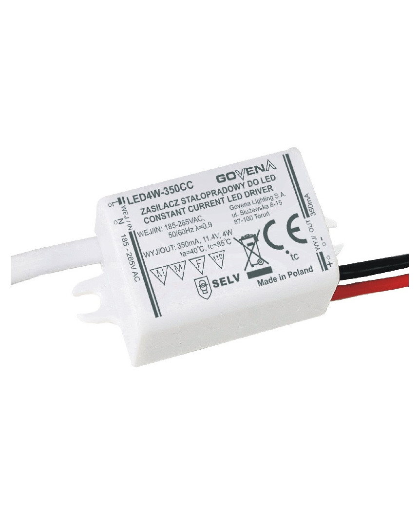 4W 350mA Constant Current LED Driver, LED4W-350CC, Govena - Constant ...