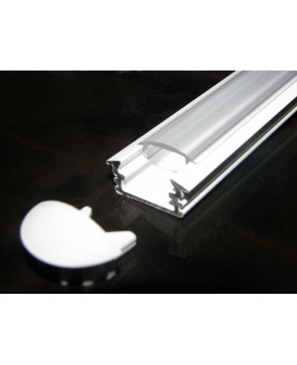 Sample of P1 recessed LED profile, painted aluminium, white, diffuser