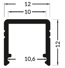 2m LED profile T2 (anodized, black) set with cover 12mm x 12mm 2m LED profile T2 (anodized, black) set with cover 12mm x 12mm
