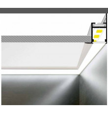 2m Alu-Ceiling LED profile C1 (anodized, silver) with diffuser for plasterboard, wall and ceiling wash 2m Alu-Ceiling LED profile C1 (anodized, silver) with diffuser for plasterboard, wall and ceiling wash