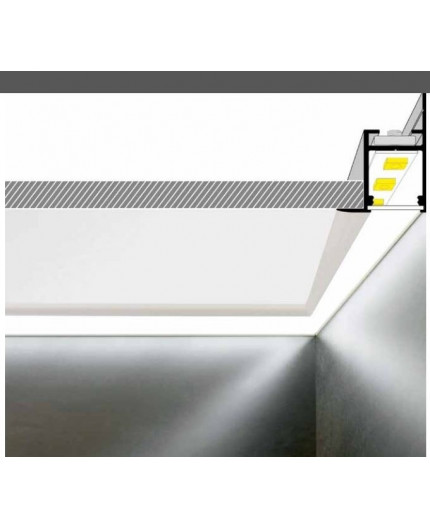 2m Alu-Ceiling LED profile C1 (anodized, silver) with diffuser for plasterboard, wall and ceiling wash 2m Alu-Ceiling LED profile C1 (anodized, silver) with diffuser for plasterboard, wall and ceiling wash