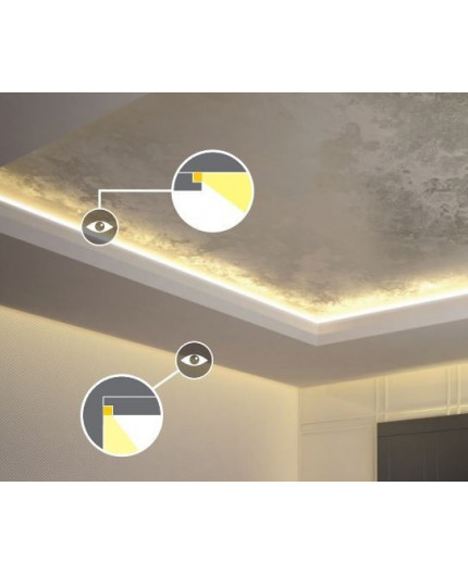 1m Alu-Ceiling LED profile C1 (raw alu) with diffuser for plasterboard, wall and ceiling wash 1m Alu-Ceiling LED profile C1 (raw alu) with diffuser for plasterboard, wall and ceiling wash