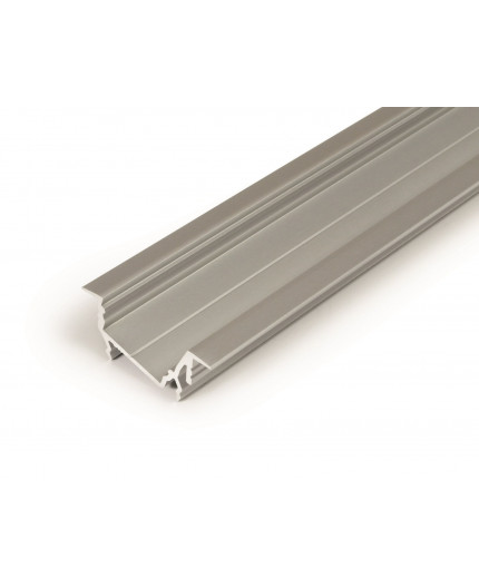 2m recessed T1D LED profile (anodized, silver), set with cover 2m recessed T1D LED profile (anodized, silver), set with cover