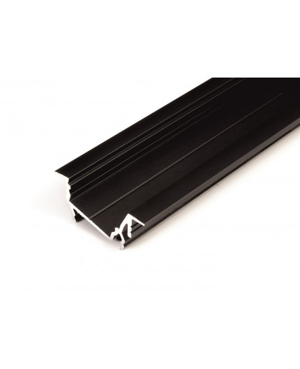 1m recessed T1D LED profile (anodized, black), set with cover 1m recessed T1D LED profile (anodized, black), set with cover