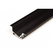 2m recessed T1D LED profile (anodized, black), set with cover