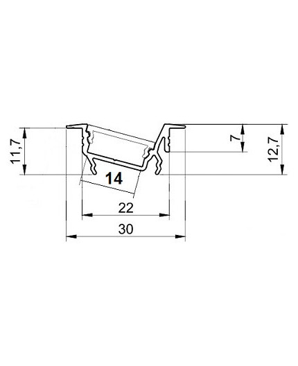 2m recessed T1D LED profile (painted, white), set with cover 2m recessed T1D LED profile (painted, white), set with cover