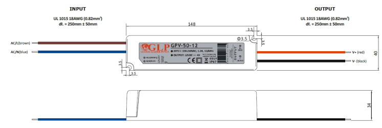 48W 12Vdc Single Output Switching LED Power Supply, GL Power 48W 12Vdc Single Output Switching LED Power Supply, GL Power