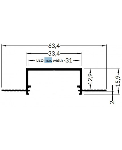 3m Alu-Ceiling Plaster-in LED profile C3L (raw ALU) with cover 3m Alu-Ceiling Plaster-in LED profile C3L (raw ALU) with cover