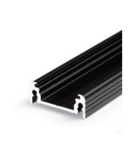 Sample of TL2F LED profile (anodized, black), 24mm x 9mm, set with black cover Sample of TL2F LED profile (anodized, black), 24mm x 9mm, set with black cover