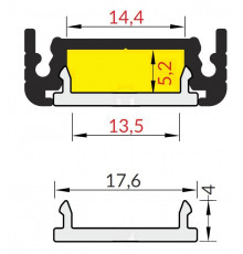 LED profile SURFACE14.v2 EE7F/Y black anod LED profile SURFACE14.v2 EE7F/Y black anod