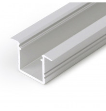 1m recessed T1 LED profile (anodized, silver), set with cover