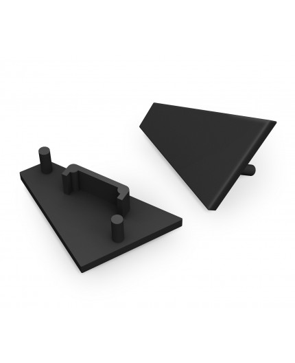 2m T3 LED profile (anodized, black), 24mm x 19mm, set with cover 2m T3 LED profile (anodized, black), 24mm x 19mm, set with cover