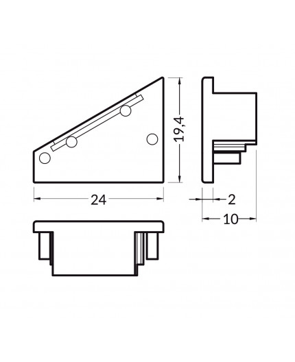 2m T3 LED profile (anodized, black), 24mm x 19mm, set with cover 2m T3 LED profile (anodized, black), 24mm x 19mm, set with cover