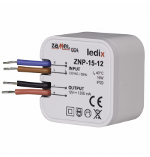 15W 12Vdc LED driver for wall box dia. 60mm, ZNP-15-12
