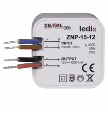 15W 12Vdc LED driver for wall box dia. 60mm, ZNP-15-12 15W 12Vdc LED driver for wall box dia. 60mm, ZNP-15-12