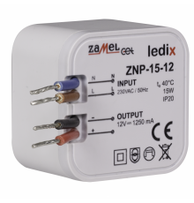 15W 12Vdc LED driver for wall box dia. 60mm, ZNP-15-12 15W 12Vdc LED driver for wall box dia. 60mm, ZNP-15-12