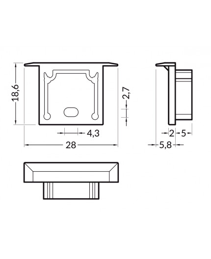 1m LED profile TH1 (anodized, silver), set with cover 1m LED profile TH1 (anodized, silver), set with cover