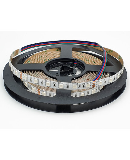 12VDC LED tape, RGB 14.4W/m, 60LED/m, IP20, 5m (72W, 300 LED), SMD5050