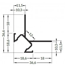 LED profile UNI-TILE12 270deg C PLUS anod. LED profile UNI-TILE12 270deg C PLUS anod.