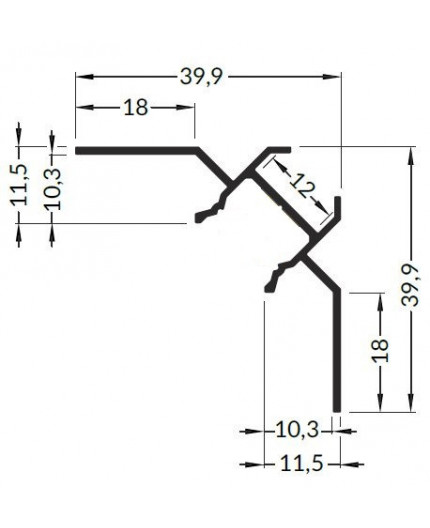 LED profile UNI-TILE12 90deg C PLUS anod. LED profile UNI-TILE12 90deg C PLUS anod.