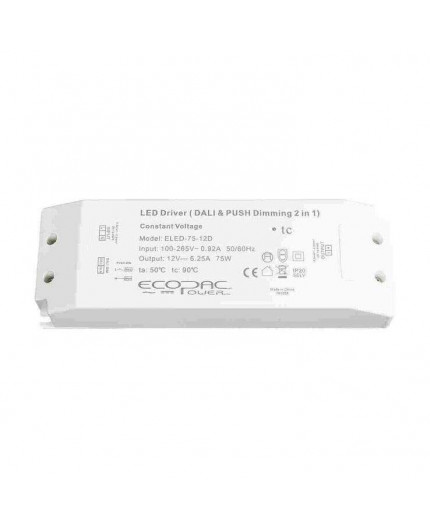 24Vdc 75W DALI dimmable LED driver, active PFC